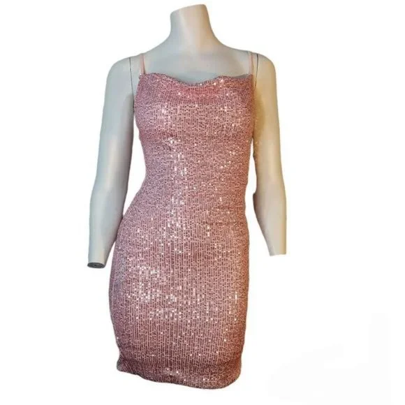 Fashion Nova | Dresses | Fashion Nova Start The Show Sequin Dress Rose Gold  | Poshmark